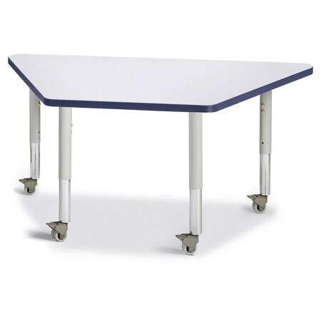 Jonti-Craft Berries Trapezoid Activity Tables, 24 in. x 48 in., Mobile, Freckled Gray/Navy/Gray 6438JCM112